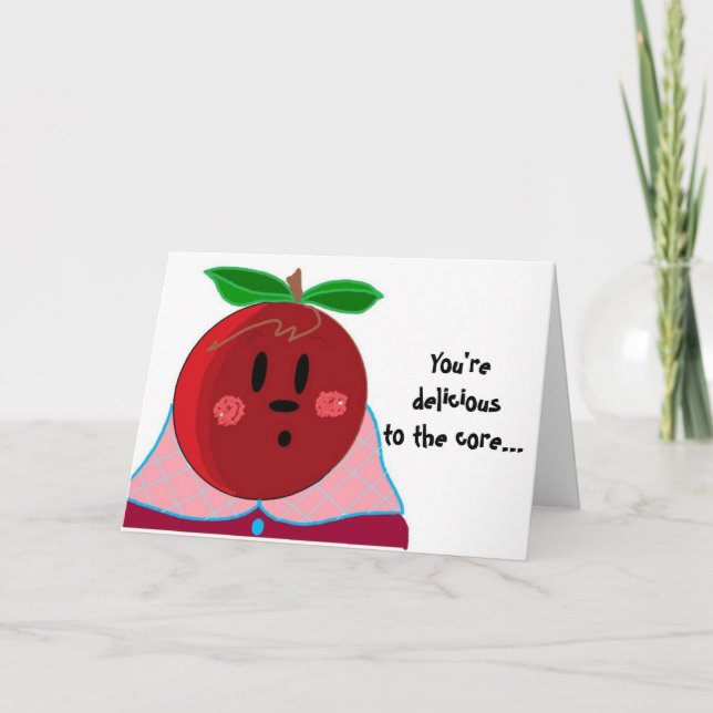 Carte Anniversaire de la dame de la pomme drôle (Devant)