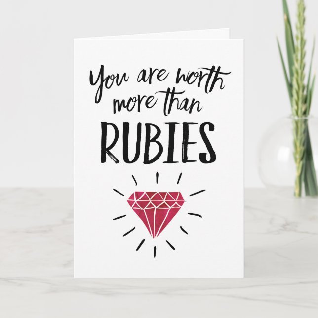 Carte Anniversaire de la femme - Vous valez plus que Rub (Devant)