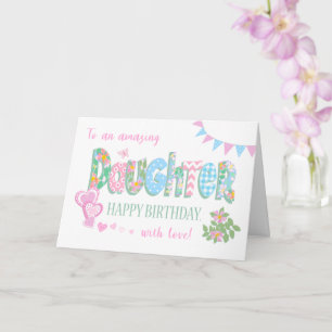 Carte Anniversaire de la fille avec le chien Rose Coeurs