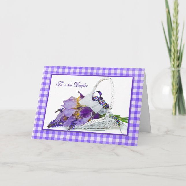 Carte Anniversaire de la fille Bouquet d'Iris (Devant)