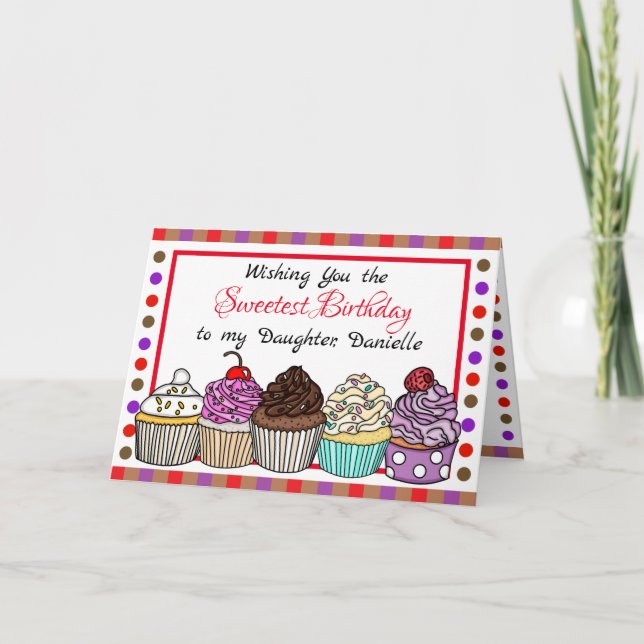Carte Anniversaire de la fille | Cupcakes mignonnes Whim (Devant)