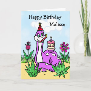 Carte Anniversaire de la fille Dinosaur personnalisée