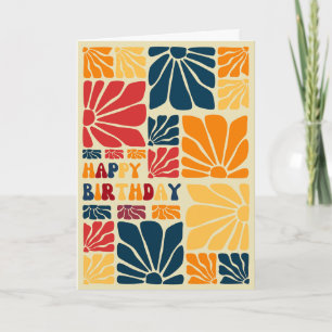 Carte Anniversaire de la fleur Super rétro