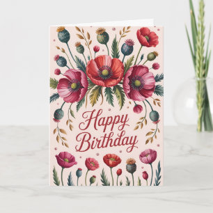 Carte Anniversaire de la floraison du pavot