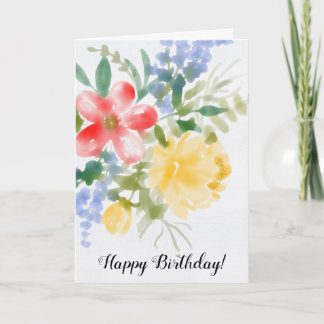 Carte Anniversaire de la flore de l'aquarelle