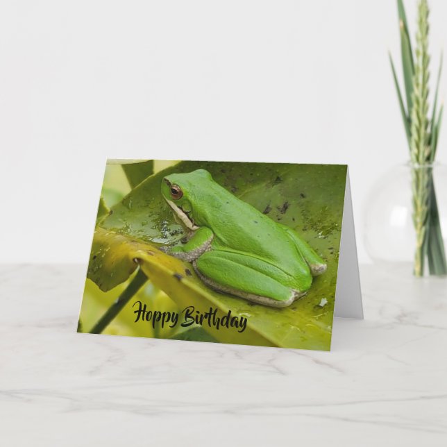 Carte Anniversaire de la grenouille verte Hoppy (Devant)
