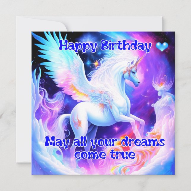 Carte Anniversaire de la licorne (Devant)