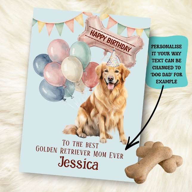 Carte Anniversaire de la maman/papa de chien Retriever d (Créateur téléchargé)