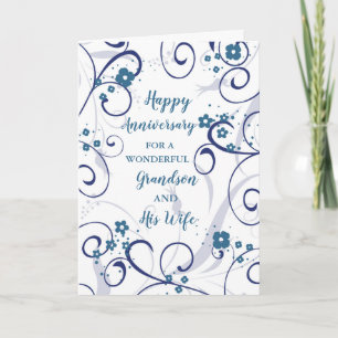 Carte Anniversaire de la Mariage moderne Grandson et sa