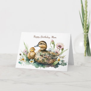 Carte Anniversaire de la mère cane et du caneton