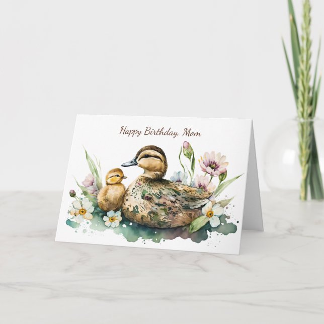 Carte Anniversaire de la mère cane et du caneton (Devant)
