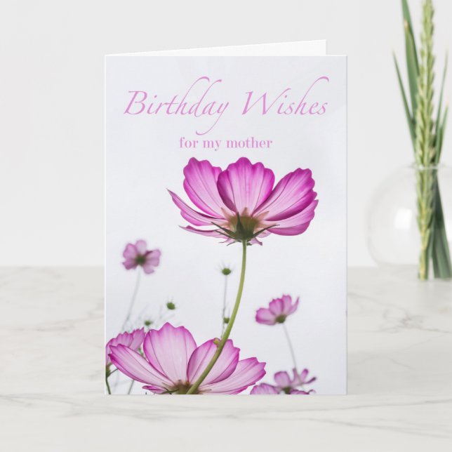 Carte Anniversaire de la mère, Poème intérieur, Fleurs C (Devant)