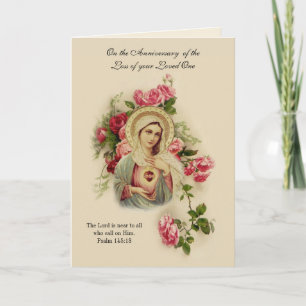 Carte Anniversaire de la mort de la Vierge Marie Fleur a