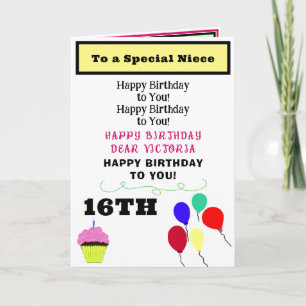 Carte Anniversaire de la Nièce Cupcake Rose NAME Tout Âg