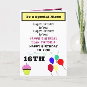 Carte Anniversaire de la Nièce Cupcake Rose NAME Tout Âg