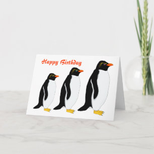 Carte Anniversaire de la parade des pingouins
