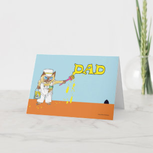 Carte Anniversaire de la peinture de chat papa sur le mu