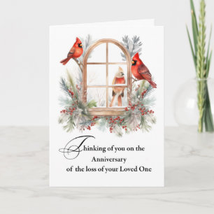 Carte Anniversaire de la perte d'amour un Cardinal d'hiv