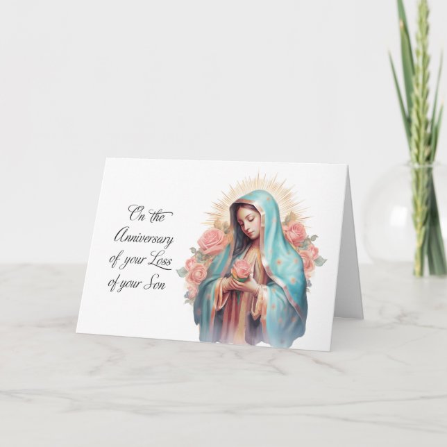 Carte Anniversaire de la perte d'un fils Vierge Marie (Devant)