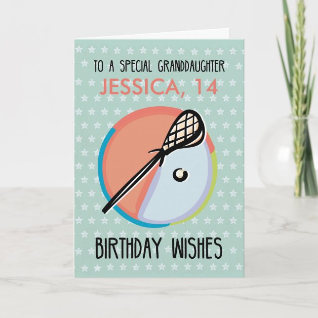 Carte Anniversaire de la petite-fille, Lacrosse Sport, P (Devant)