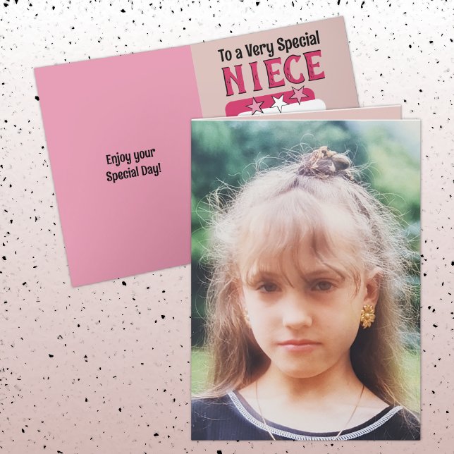 Carte Anniversaire de la photo blanche rose nièce spécia (Créateur téléchargé)