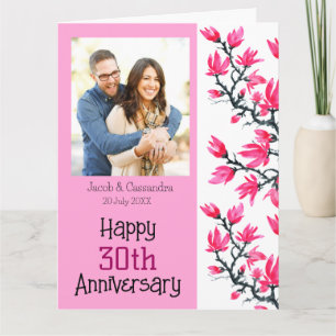 Carte Anniversaire de la photo florale Chic Sakura Pink