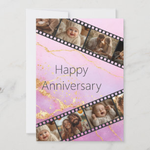 Carte Anniversaire de la photo Marble & Gold Film