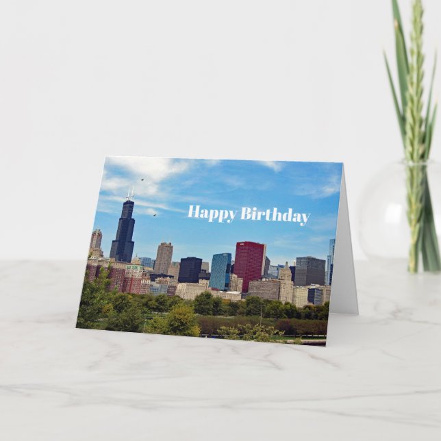 Carte Anniversaire de la photo Skyline de Chicago City (Devant)