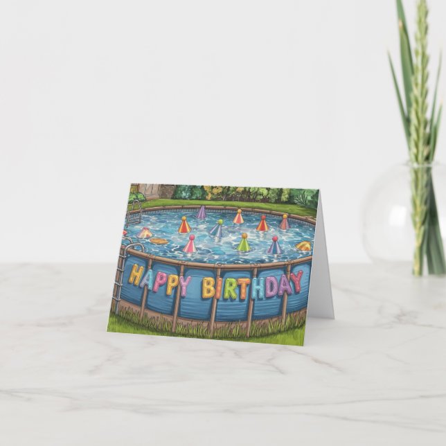 Carte anniversaire de la piscine portable (Devant)