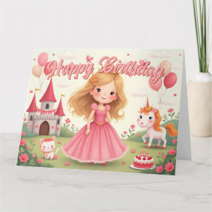 Carte Anniversaire de la Princesse Fée dans un Rêve Rose