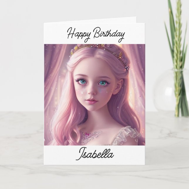 Carte Anniversaire de la Princesse Little Girl personnal (Devant)