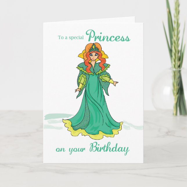Carte Anniversaire de la princesse, Vert (Devant)