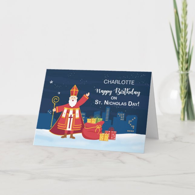 Carte Anniversaire de la Saint Nicolas Day Rempli Simple (Devant)