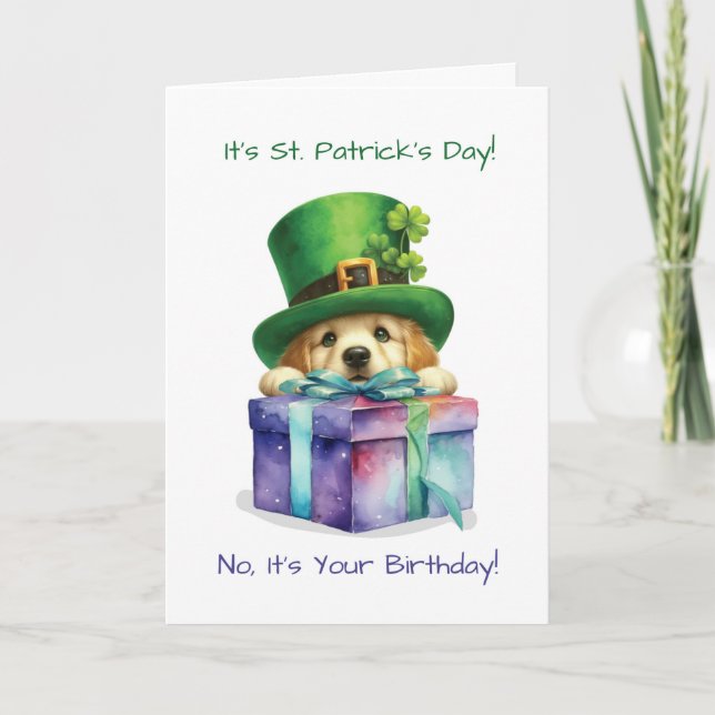 Carte Anniversaire de la Saint Patrick’s Day Cute Dog av (Devant)