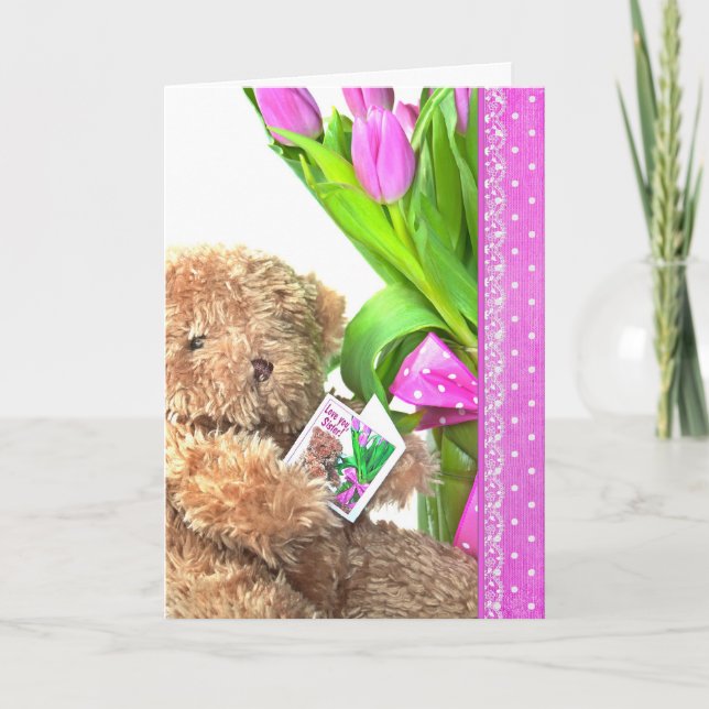 Carte Anniversaire de la soeur Teddy Bear (Devant)