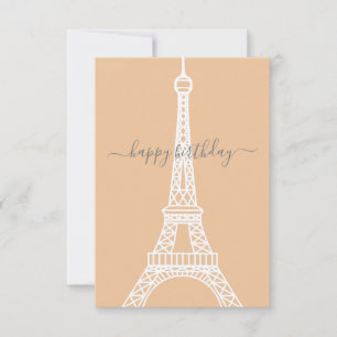 Carte Anniversaire de la tour Eiffel blanche moderne