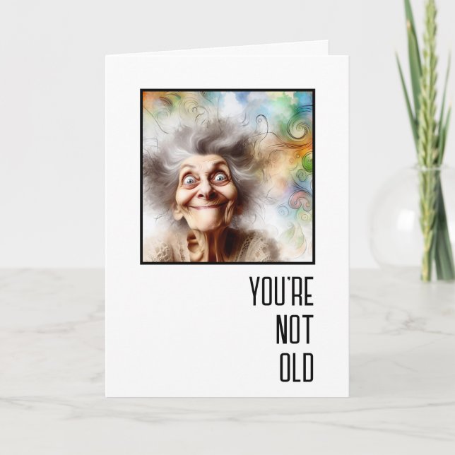 Carte Anniversaire de la vieille dame folle (Devant)