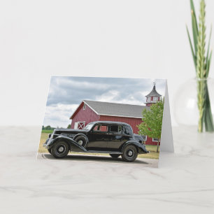 Carte Anniversaire de la voiture noire vintage