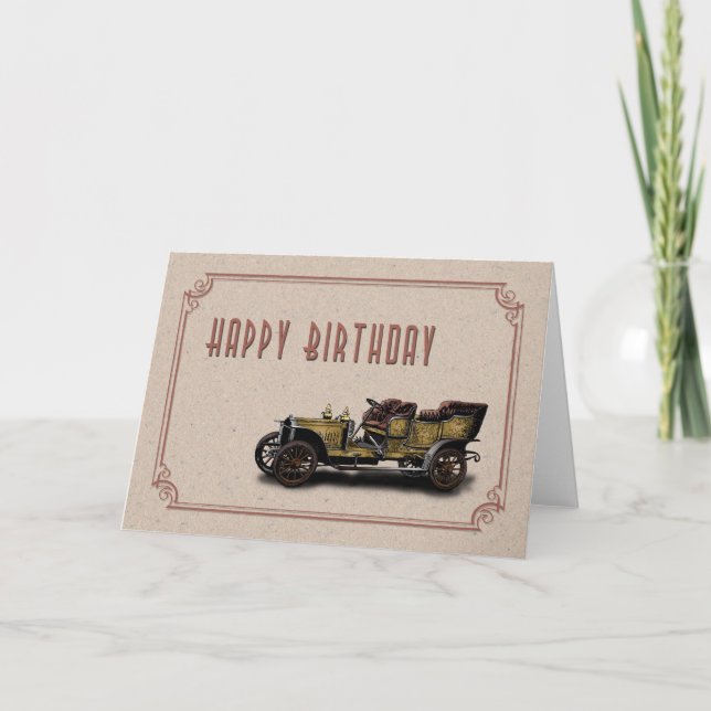 Carte Anniversaire de la Voiture Vintage (Devant)