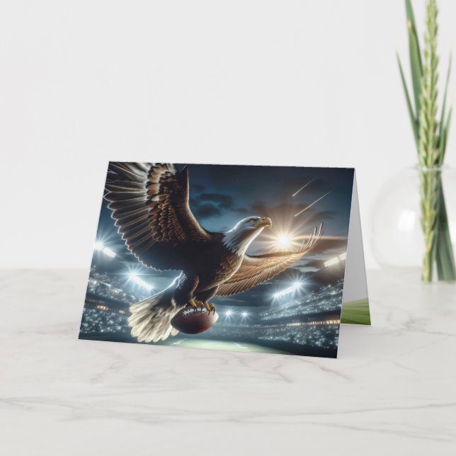 Carte Anniversaire de l'aigle à tête blanche avec footba (Devant)