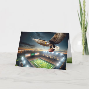 Carte Anniversaire de l'aigle à tête blanche avec footba