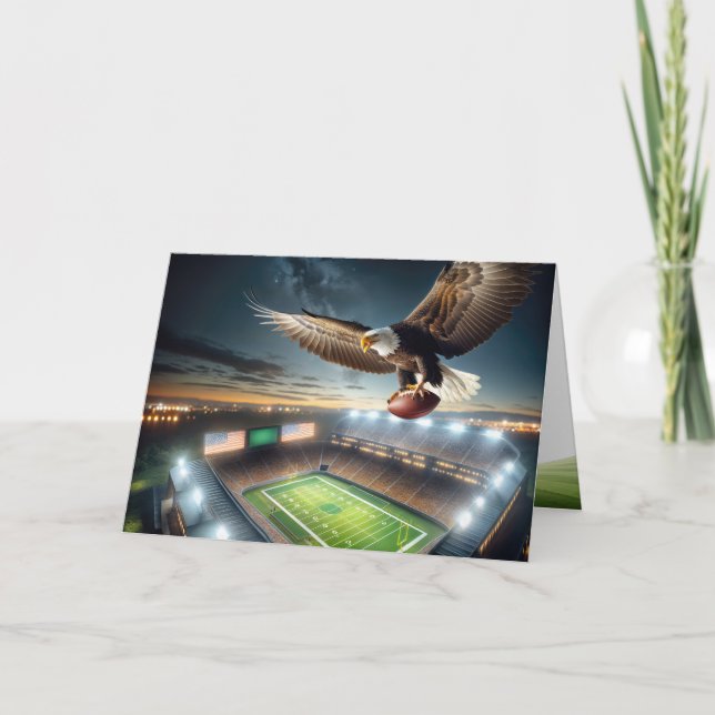 Carte Anniversaire de l'aigle à tête blanche avec footba (Devant)