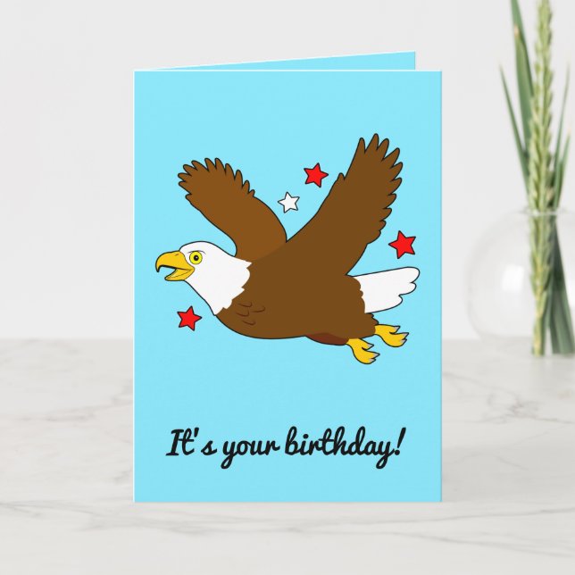 Carte Anniversaire de l'aigle qui s'envole parmi les éto (Devant)