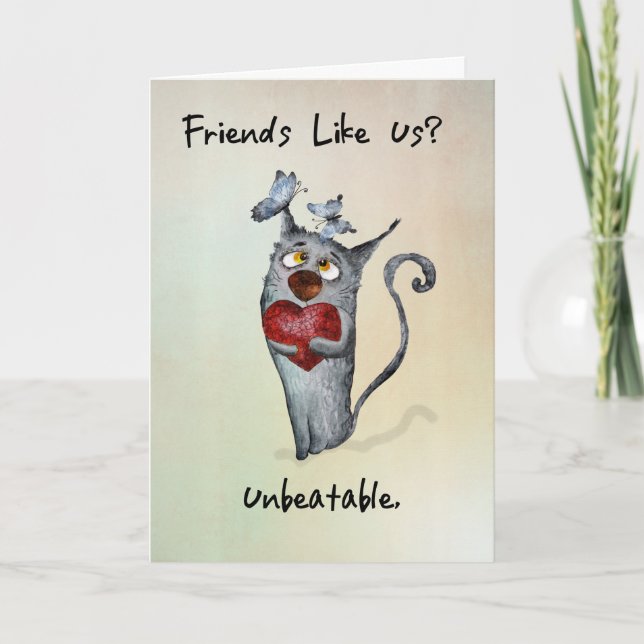 Carte Anniversaire de l'amitié Whimsical Cat Papillon (Devant)