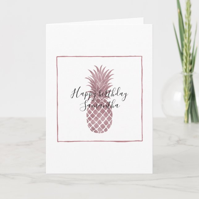 Carte Anniversaire de l'ananas rose (Devant)
