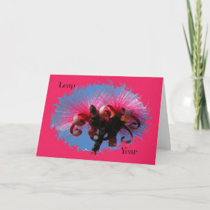 Carte Anniversaire de l'année bissextile, Fleurs roses c
