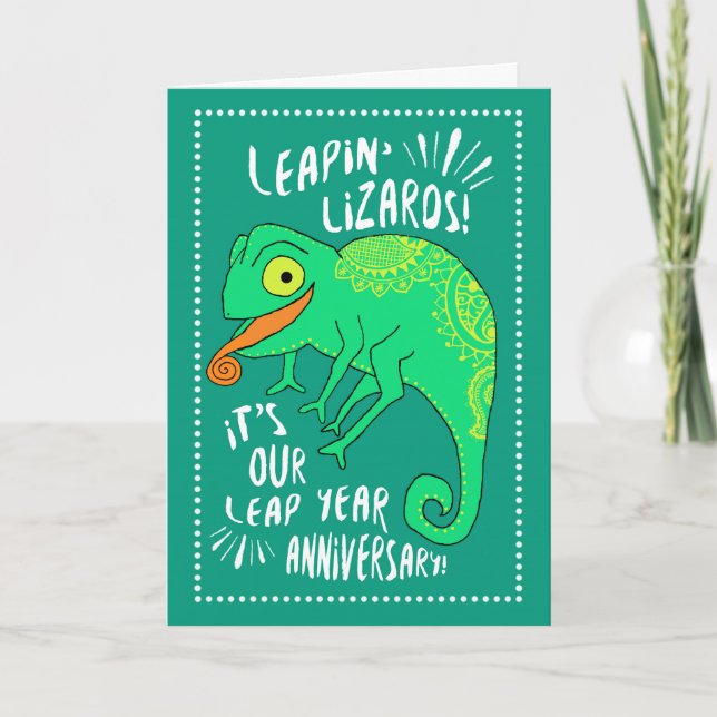 Carte Anniversaire de l'année bissextile Leapin' Lizards (Devant)