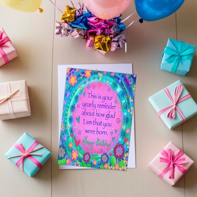 Carte Anniversaire de l'année Rappel Beau plaisir floral (Créateur téléchargé)