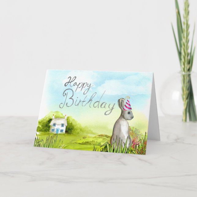 Carte Anniversaire de lapin (Devant)