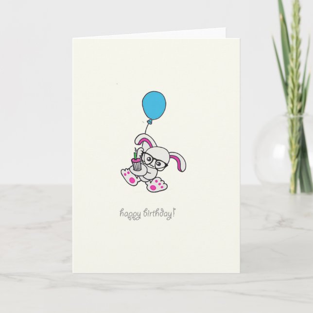 Carte Anniversaire de lapin de hippie joyeux (Devant)